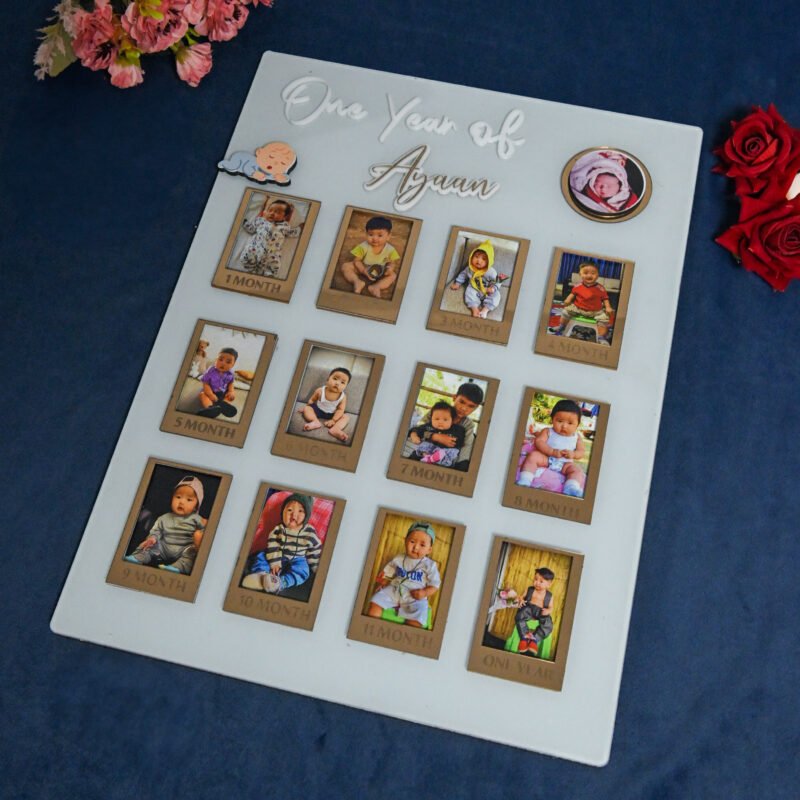 Rectangular Baby Photo Board Beige,Maroon,Ice Blue