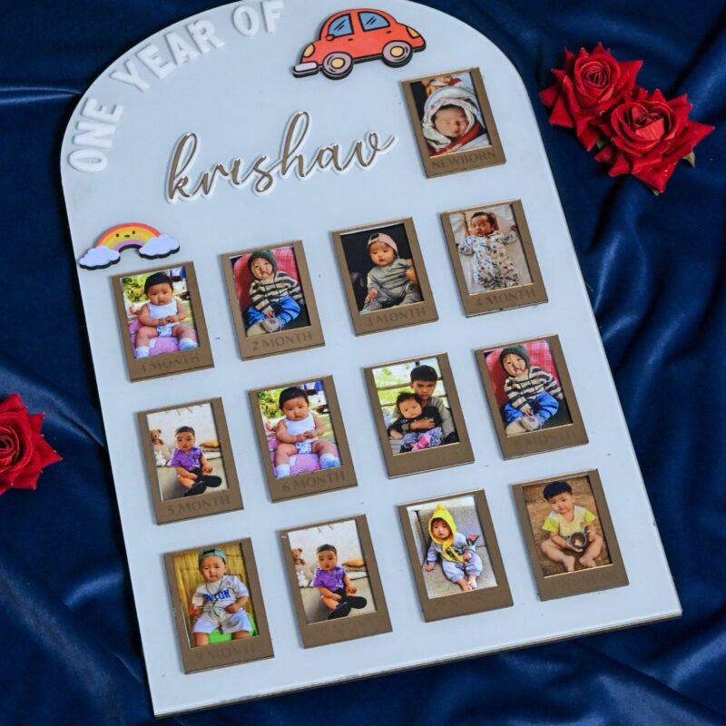 Arch Baby Photo Board Ice Blue,Maroon,Beige