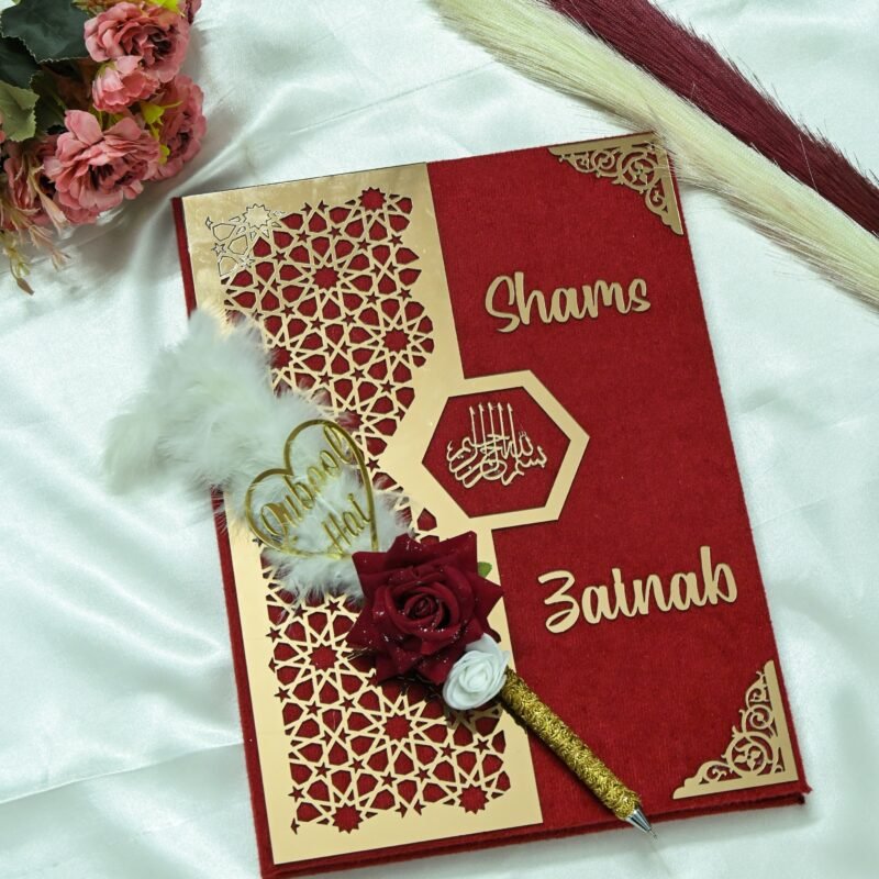 Star Design Nikah Nama Red,Navy Blue